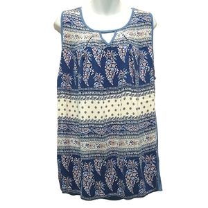 Westport Blue Print Sleeveless Top, Size 2X